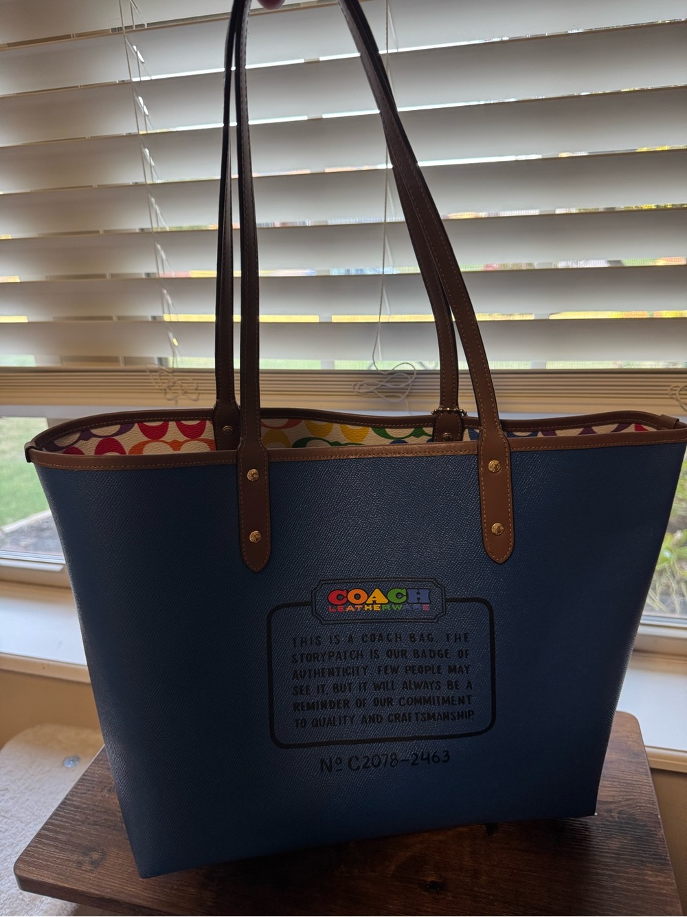 COACH Reversible City Tote in Rainbow Signature Canvas